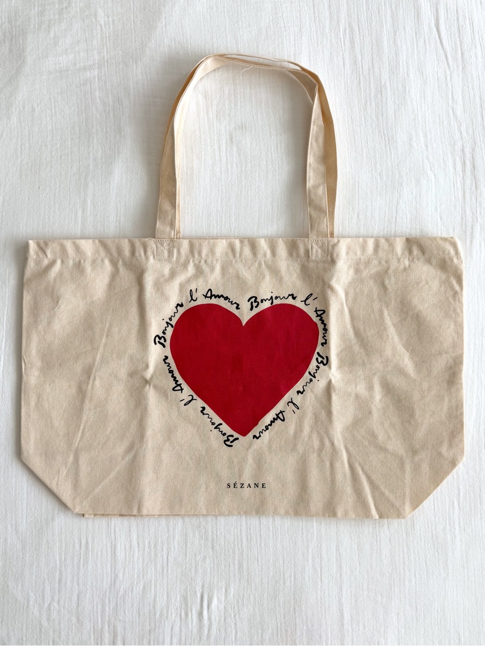 Sezane Tote Bag w/ Heart Graphic